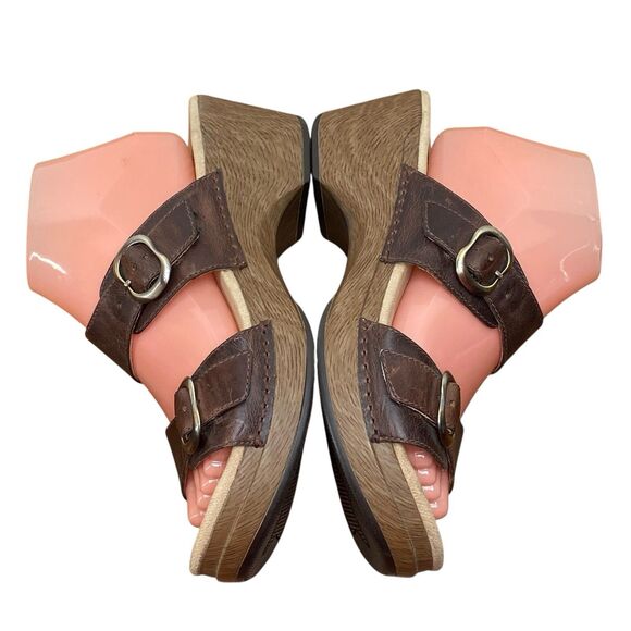 Dansko Ladies 40/9.5-10 Sophie Brown Platform strap Buckle Slide Sandals - Picture 6 of 7